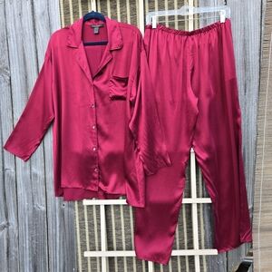 Donna Karen Silk PJ's Burgundy M